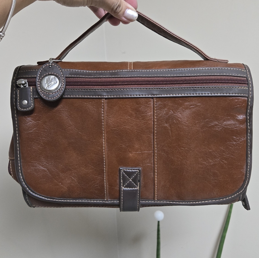 Vintage Leather Mouflon Men's Toiletry Bag Organizer